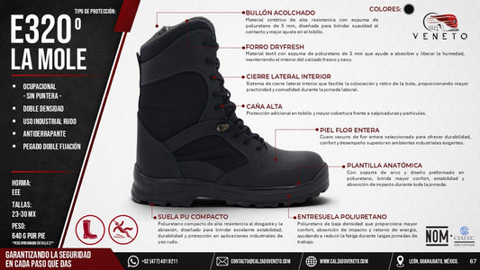 E320 La Mole - Bota táctica industrial con casco